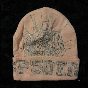 Spyder Peach Beanie with Silver Design